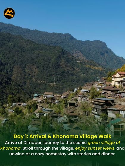The scenic green village of Khonoma in Nagaland. Your trip can start with a village walk here, staying in a cozy homestay and enjoying local hospitality.