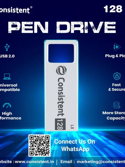 Store and transfer your files with my high-performance 128 GB pen drive. This USB 2.0 drive offers fast, secure, and universally compatible storage in a sleek, portable design.