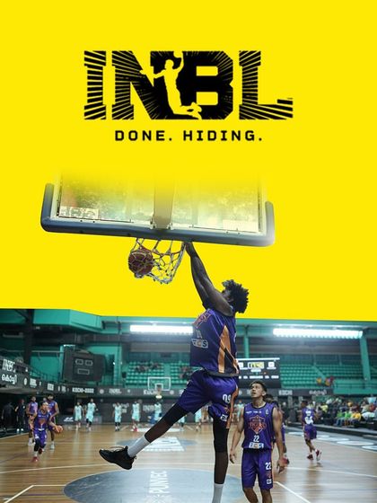 A player dunks the ball during an Indian National Basketball League (INBL) game. We are proud to be associated with 5x5 basketball in India, providing a thrilling event experience.