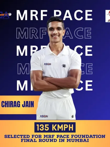 Congratulations to our pacer Chirag Jain, who clocked 135 KMPH and was selected for the final round of the prestigious MRF Pace Foundation trials.