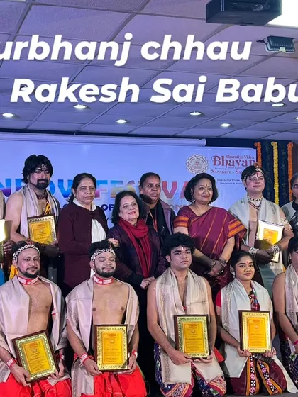 My team and I being felicitated with certificates after a performance. Recognizing the hard work of every artist is a key part of our foundation's culture.