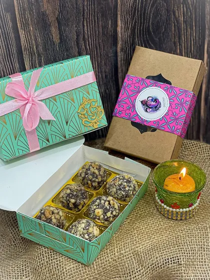 My Ganpati special laddoos come in beautiful gift boxes, making them a perfect festive offering or gift.