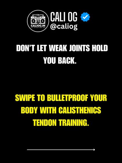 Don't let weak joints hold you back from your goals. Swipe to learn how to bulletproof your body with calisthenics tendon training, a foundational part of our program.
