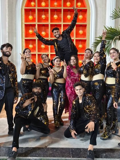Teamwork rocks. A celebratory pose with our entire dance crew after another successful Sangeet night. We are a family.