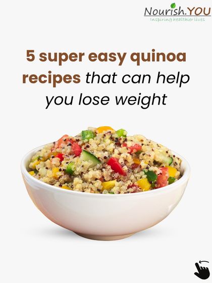 This image is the cover for my 5 super easy quinoa recipes. Quinoa is a complete protein and a great gluten-free grain for weight loss, and I love creating simple recipes with it.