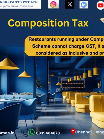 If your restaurant operates under the GST Composition Scheme, you cannot charge GST from customers. The price on your menu must be inclusive of tax. This is a key detail I advise my restaurant clients on to ensure their billing is compliant.