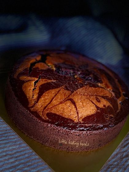 This mango-chocolate marble tea cake is a hot favourite among children and perfect for school birthday celebrations. The swirl of flavours is delicious.