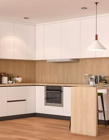 Modular Kitchen - Modular Home Interiors Wood, White & Neutral Palettes photo 9