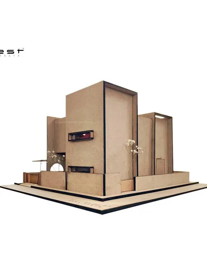 Another view of the physical model for the 'Framed House.' These models are essential to our process, allowing us to test and communicate our architectural ideas with clarity.