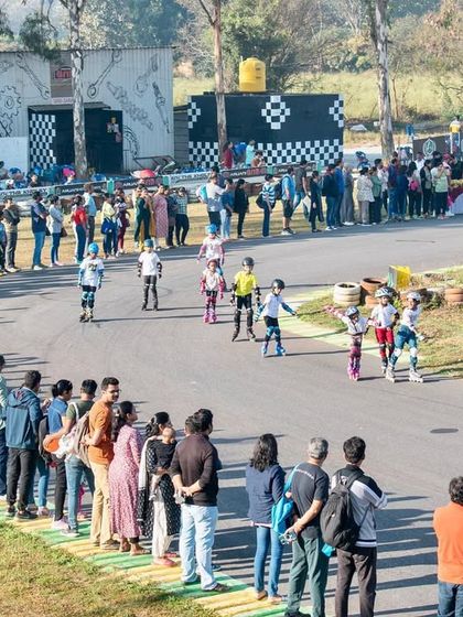 Spectators line the track to cheer on the participants during the Skate Marathon. My facility is designed to handle large crowds safely.