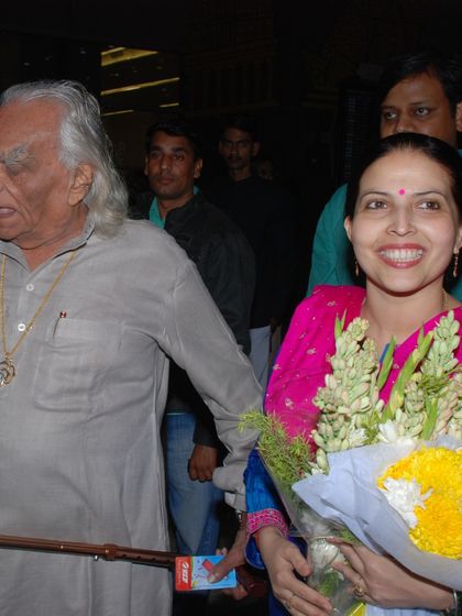 Walking alongside my Guru, B.K.S. Iyengar. Every moment with him was a lesson in humility, strength, and the profound depth of yoga.