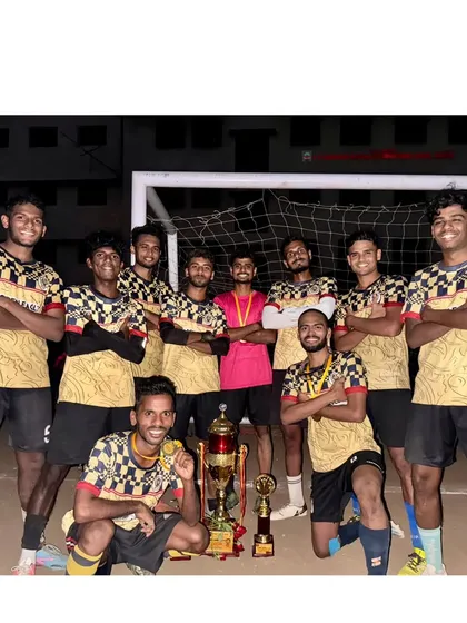 Celebrating a hard-fought victory at the open-age tournament in Khopoli. We build teams that are hungry for wins in competitive local football leagues.
