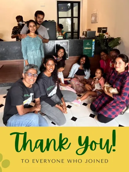 Thank you to everyone who joined. A group photo from our successful Reading with Pups event.