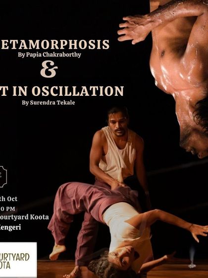 A monthly event poster for October featuring the contemporary dance double bill. We are a space for experimental and thought-provoking movement art.