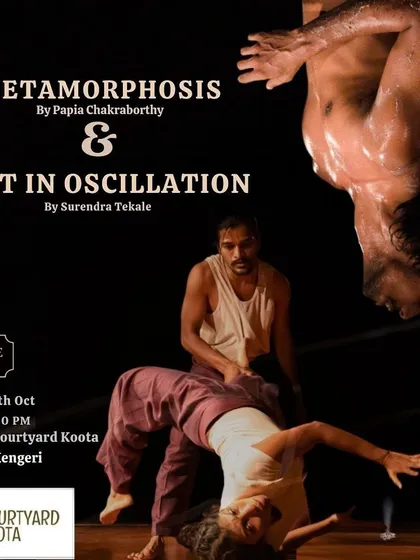A monthly event poster for October featuring the contemporary dance double bill. We are a space for experimental and thought-provoking movement art.