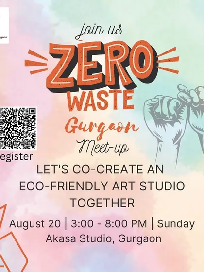 An invitation to our August meet-up to co-create an eco-friendly art studio. The event was a chance to learn, build, and connect with the zero-waste community.