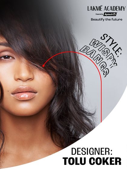 Trendspotting at London Fashion Week: Wispy Bangs, featured by designer Tolu Coker. I teach the cutting techniques needed to achieve this soft, modern look.