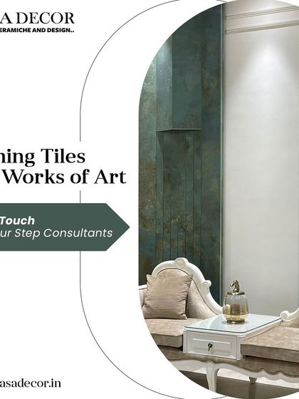 Our Step Consultants are experts at turning tiles into artistic masterpieces. This image shows how they can use our products to create a sophisticated living space with dramatic, art-like wall panels.