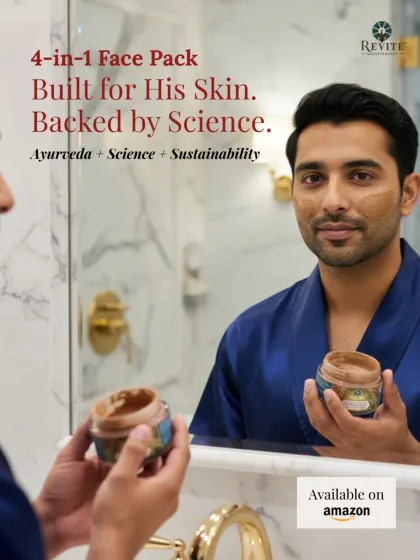 Skincare is for everyone. I designed this 4-in-1 Face Pack specifically for men's skin, combining Ayurveda, science, and sustainability. It’s a simple, one-step solution for clear, bright, and de-tanned skin.