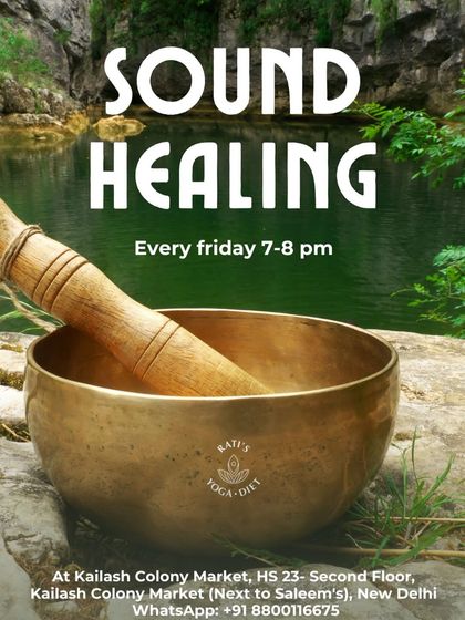 Our poster for a Root Chakra Sound Healing session, featuring a beautiful singing bowl. These sessions are designed to ground your energy and promote deep relaxation.