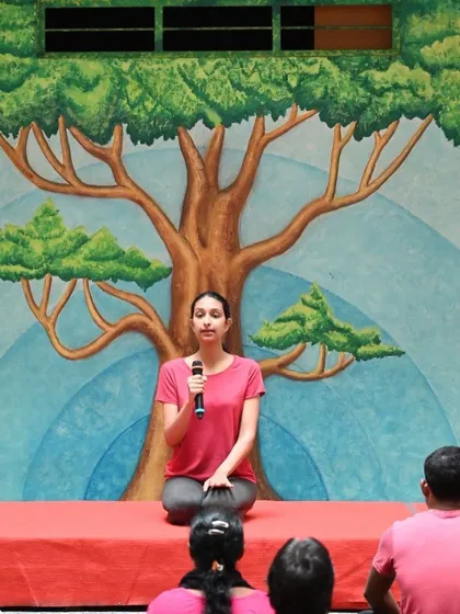 I believe yoga should be accessible and practical for everyone, especially in a busy work or university environment. Here I am guiding the staff at Christ University through a wholesome wellness session, focusing on simple techniques to de-stress and reset during the workday.