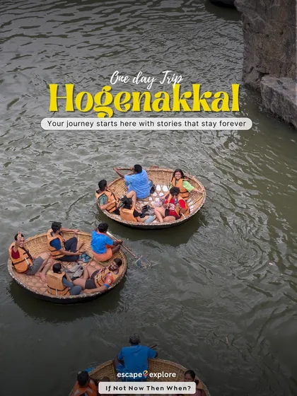 A coracle ride in Hogenakkal is an experience you won't forget. We float through the 'Niagara of India', getting up close to the smaller cascades. It's a peaceful yet thrilling part of our one-day trip from Bangalore.