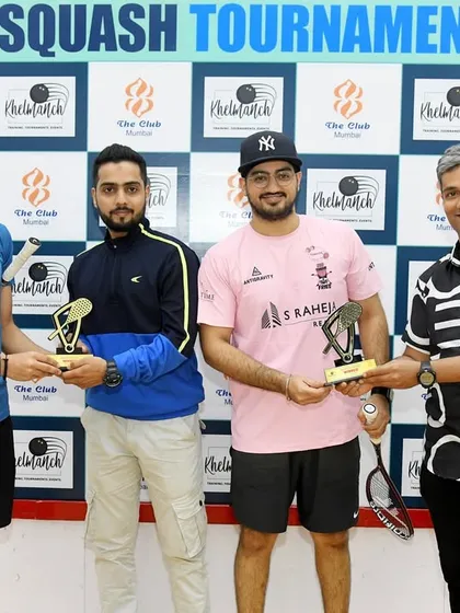 The Men's Open finalists with their trophies. These events showcase the incredible talent and sportsmanship within our squash community.