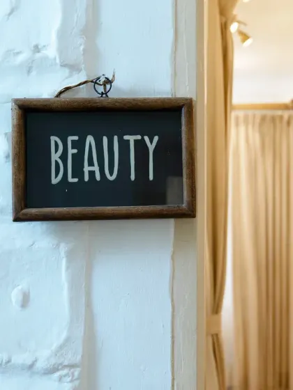 A simple sign that says it all. Beauty is not just about the treatments, but also the serene and welcoming environment where you can feel at peace.