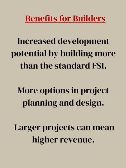 For builders, the main benefit of TDR is the ability to increase their development potential and revenue. It provides more flexibility in project planning and allows for the construction of larger, more profitable projects.