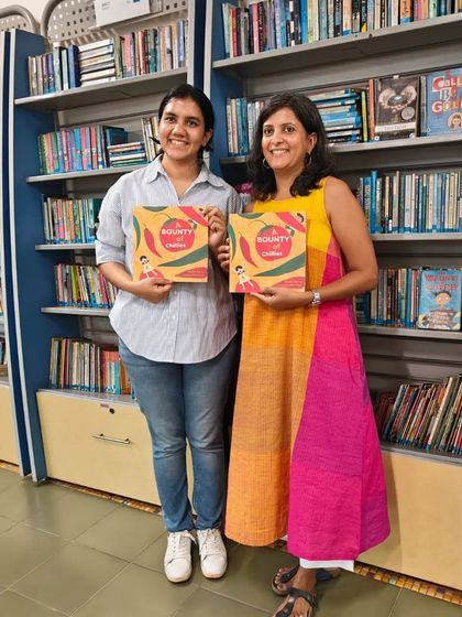 Authors Niyatee Sharma and Vibha Surya proudly hold up their new book, 'A Bounty of Chilies', right here at our library. We love being the place where new stories are launched.