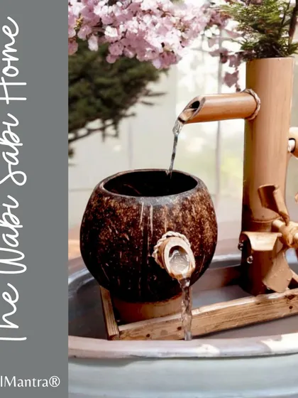 This is one of my favorite Wabi-Sabi designs, celebrating the beauty of natural imperfection. Made with a real coconut shell and bamboo, its unique water wheel adds a playful touch to the serene flow of water.