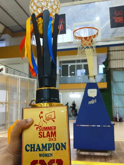 The result of dedication and teamwork. This trophy from the Summer Slam 3x3 Women's Championship is a testament to the winning habit we build in our players.