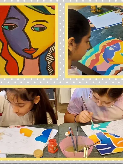 Our pop art workshop is always a hit! Here, you can see students (8 years and older) working on bold, graphic portraits inspired by the masters.