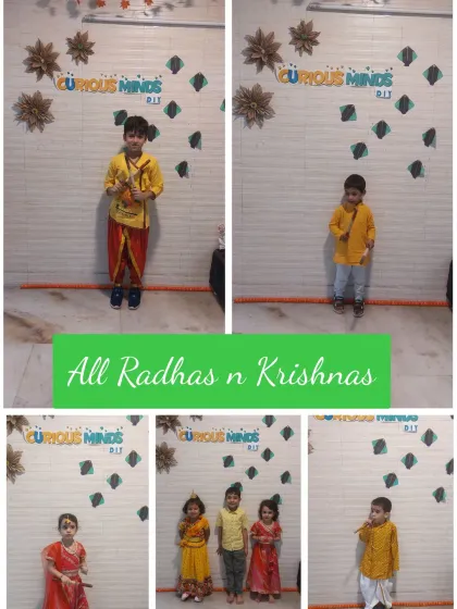 Look at all our adorable Radhas and Krishnas. Dressing up is a fun part of our festival celebrations, getting everyone into the festive mood before the activities begin.