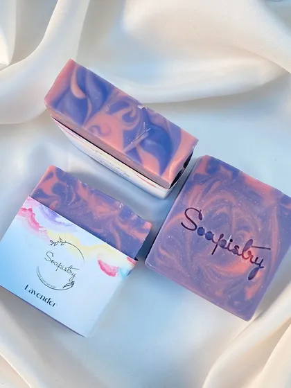 The Lavender soap bar is a timeless classic. I use pure lavender for its calming and soothing properties, making it perfect for a relaxing shower before bed.