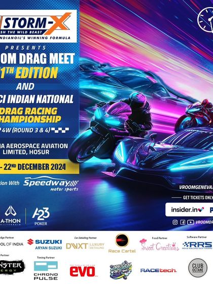 Our event posters are a testament to our powerful brand collaborations. This poster for the 11th Edition prominently features our title sponsor, IndianOil Storm X, alongside our powered-by partner, Athon, and a host of other key brands.