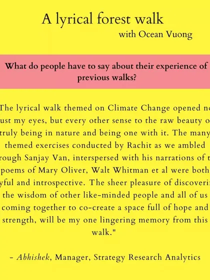 These are more reflections from people who have joined my walks. Their words speak to the soul-nourishing, meditative, and connecting power of blending poetry with nature. I am so grateful for their willingness to share their experiences.