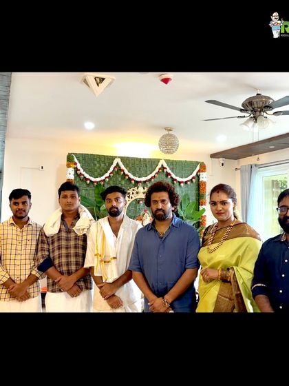 Our team with the esteemed guests at the Varalakshmi Pooja. Being a part of such personal and cherished celebrations is what makes our work so meaningful.