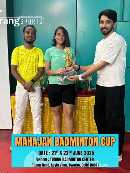 Winners of the Mahajan Badminton Cup. I host tournaments that cater to various age and skill categories, including mixed doubles.