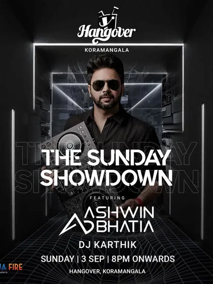 Cure your Saturday night hangover with a Sunday Showdown. A poster for my gig at Hangover, Koramangala.