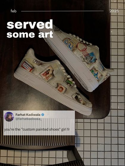 It's official, I'm the "custom painted shoes" girl. This pair, inspired by vintage travel postcards and stamps, is one of my favorite ways to tell a client's personal story.