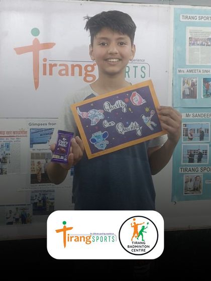 We held a fun activity where our kids created posters based on our core principle: Quality over Quantity. This young player's creativity and effort earned him a well-deserved treat.