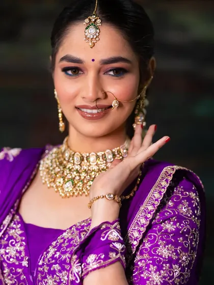 A final, beautiful close-up of the bridal makeup, showing the perfect blend of traditional and modern elements.