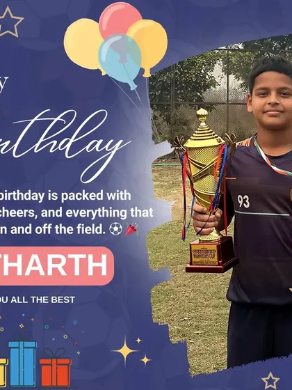Happy birthday to Yatharth, a young champion holding his trophy. I am proud to nurture and celebrate the success of my players.