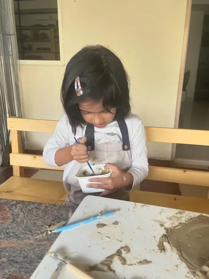 This little angel is the reason I got into pottery. She is my constant inspiration, and I love having her in the studio with me, exploring clay in her own way.