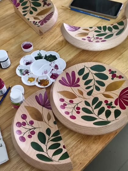 The finished hand-painted wooden handles, ready to be installed. Each one is a small piece of art, showcasing our commitment to artisanal detailing.