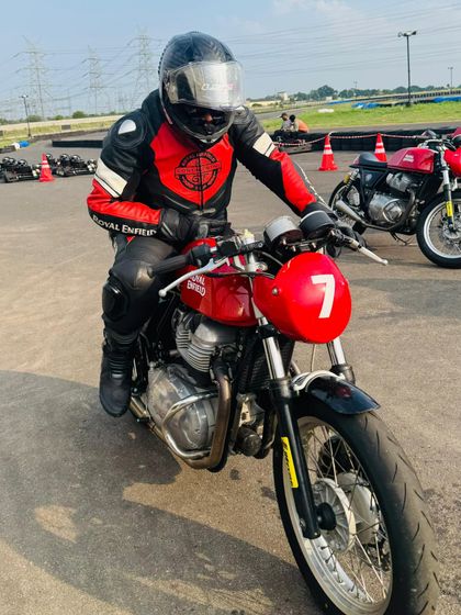 A rider getting comfortable on the GT-650, ready for a day of learning.
