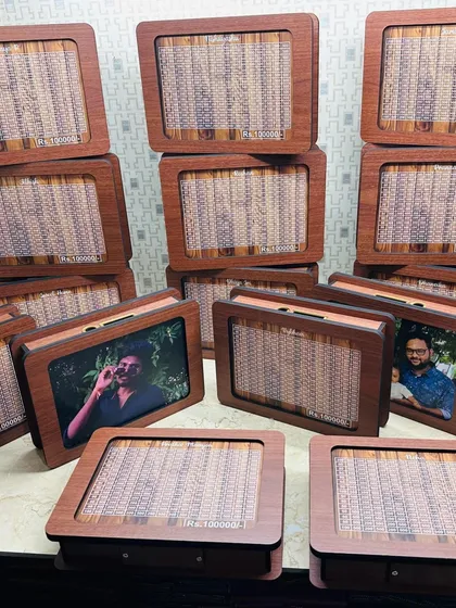 Here you can see the piggy banks with the optional photo customization on the back, turning a fun savings tool into a personal keepsake.