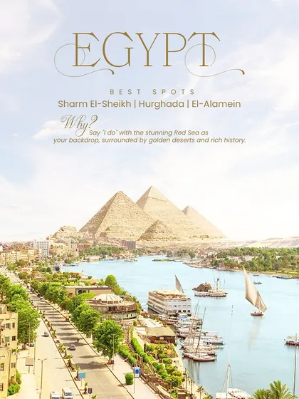Say "I do" in Egypt, with the stunning Red Sea or the golden deserts and rich history as your backdrop. I plan weddings in breathtaking spots like Sharm El-Sheikh and Hurghada.