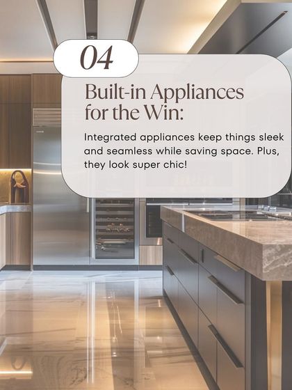 Built-in appliances are a win for both aesthetics and space. Integrating your oven, microwave, and fridge keeps the look sleek and seamless while saving precious counter space.